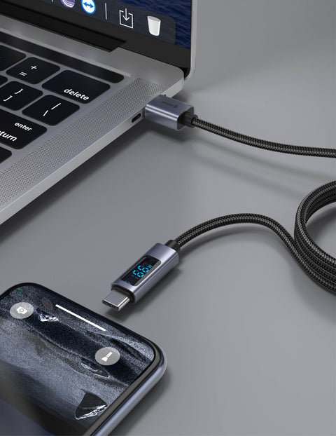 Swissten USB-C Cable With LCD - 71551073 - 1 Meter - Black