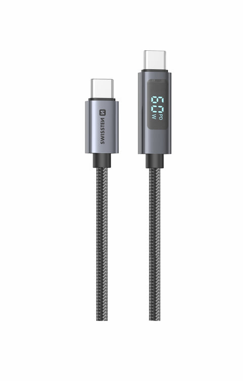 Swissten USB-C To USB-C Cable With LCD - 71551075 - 1 Meter - Black