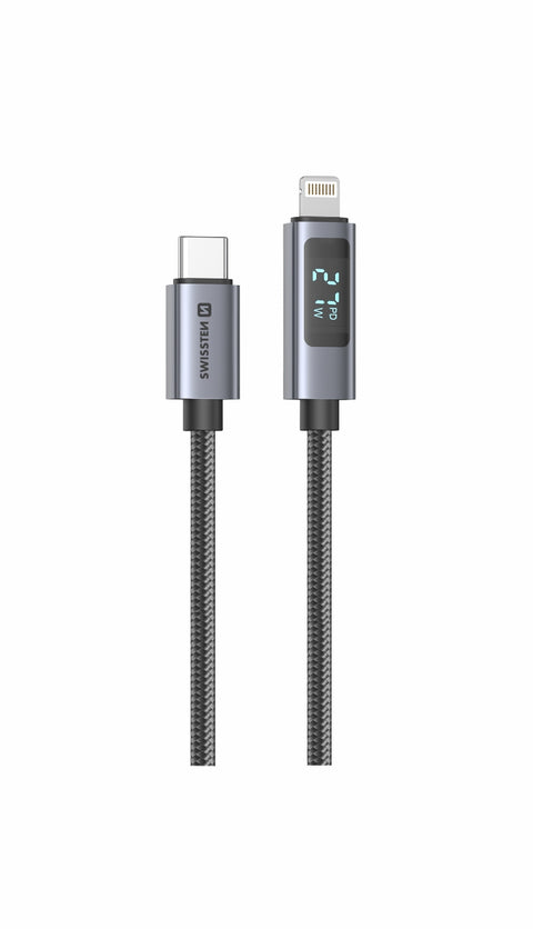 Swissten USB-C To Lightning Cable With LCD - 71551076 - 1.5 Meter - Black