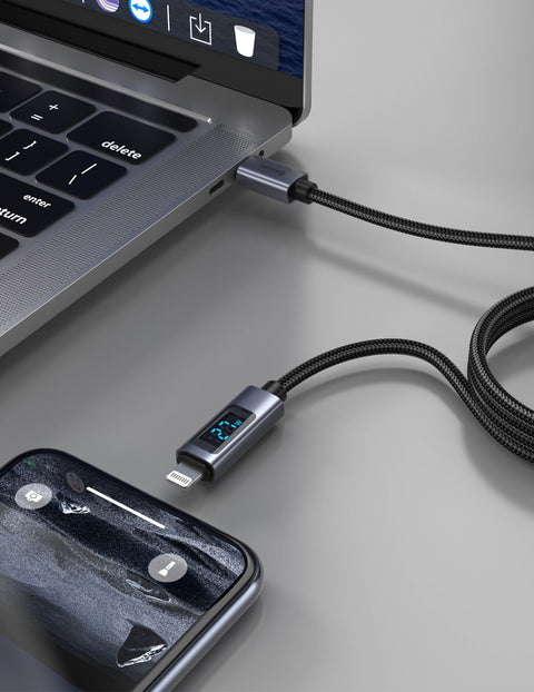 Swissten USB-C To Lightning Cable With LCD - 71551076 - 1.5 Meter - Black