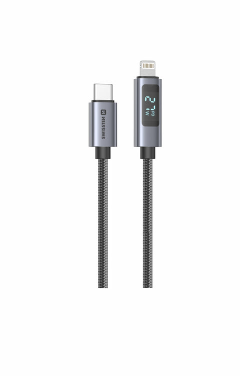 Swissten USB-C To Lightning Cable With LCD - 71551077 - 1 Meter - Black