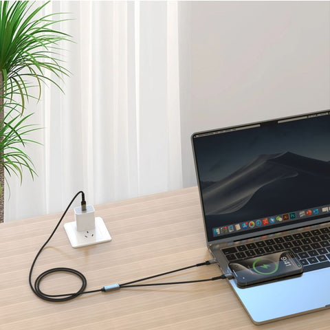 Swissten Textile 2-in-1 Dual USB-C Cable (100W) - 72501201 - 1.5 Meter