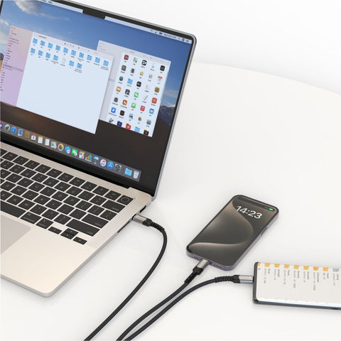 Swissten Textile 2-in-1 USB-C + Lightning Cable (100W) - 72501202 - 1.5 Meter