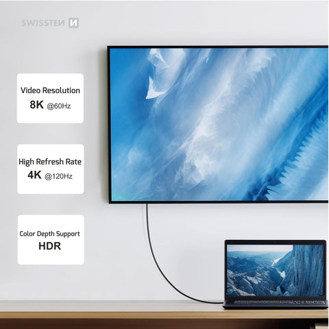 Swissten USB-C 4.0 Video Data Cable (240W) - 72501203 - 0.5 Meter