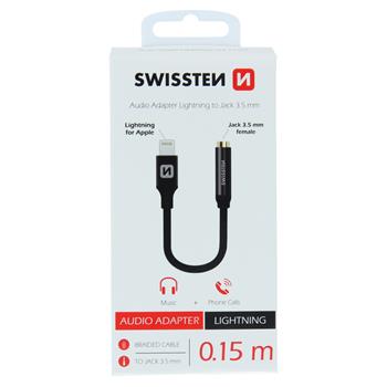 Swissten Textile 3.5mm Jack To Lightning Adapter - 73501211 - 0.15m - Black