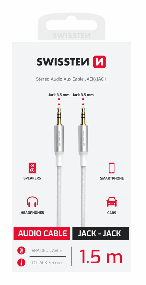 Swissten 3.5mm Jack to Jack Audio Cable - 73501216 - 1.5 Meter - White