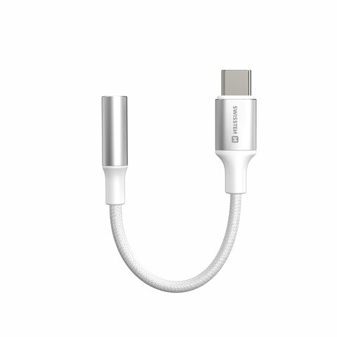 Swissten Textile 3.5mm Aux (Female) to USB-C Adapter - 73502312 - 0.12m - White