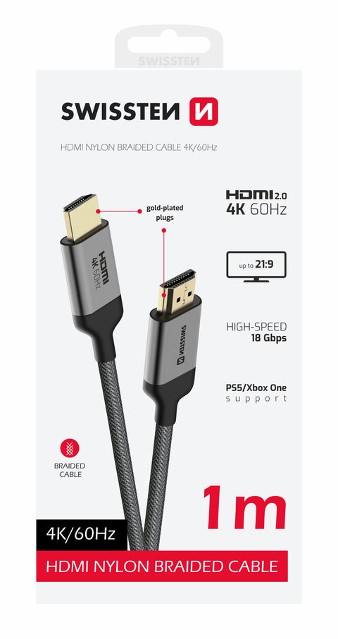 Swissten 4K 60Hz HDMI Cable - 75501101 - 1 meter