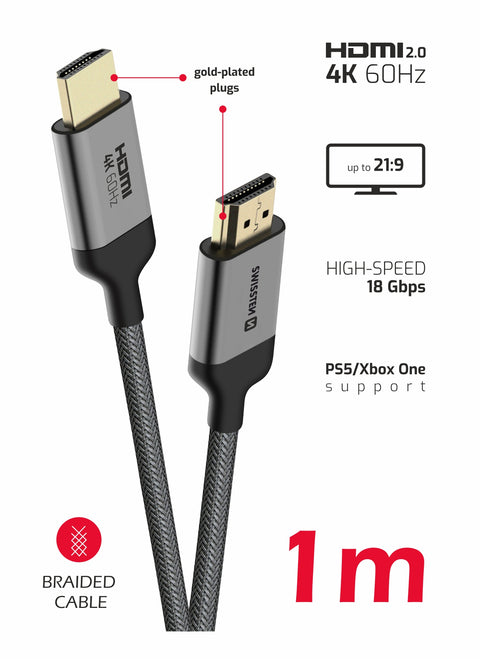 Swissten 4K 60Hz HDMI Cable - 75501101 - 1 meter