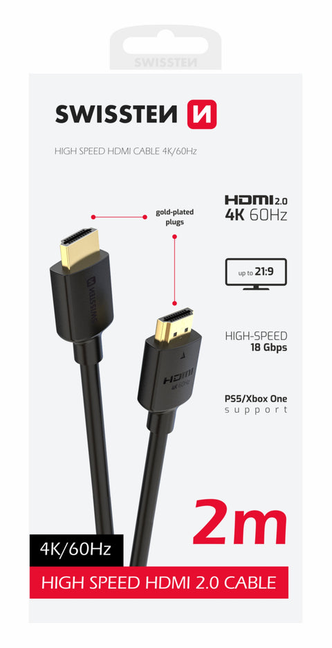 Swissten 4K HDMI Cable 60Hz - 75501112 - 2 Meter - PVC - Black