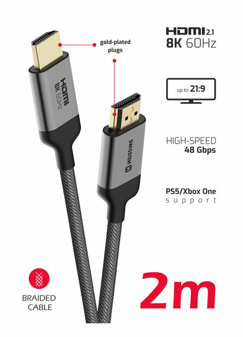 Swissten 8K 60Hz HDMI Cable - 75501201 - 2 meter