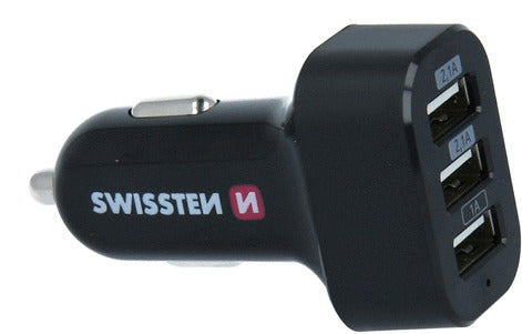 Swissten 5.2A Triple Port Car Charger - 20111200 - Black