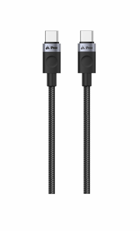 iPeax Textile USB-C To USB-C Cable - 90010101 - 1 meter - Black