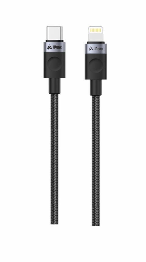 iPeax Textile USB-C to Lightning Cable - 90010102 - 1 meter - Black
