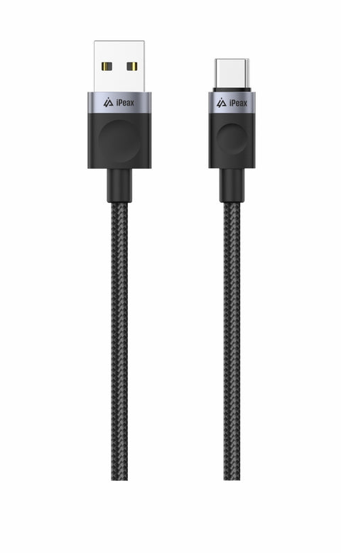 iPeax Textile USB-C To USB-A Cable - 90010103 - 1 meter - Black