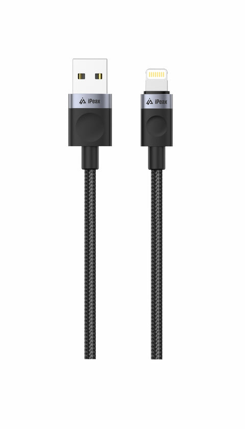 iPeax Textile USB-A To Lightning Cable - 90010107 - 1.5 meter - Black