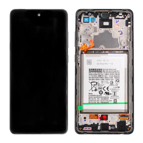 Samsung SM-A725F Galaxy A72 4G LCD Display + Touchscreen + Frame - GH82-25541A/GH82-25542A - With Battery - Black