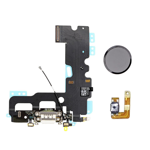 Apple iPhone 7 Charge Connector Flex Cable With Home Button Return Solution Black