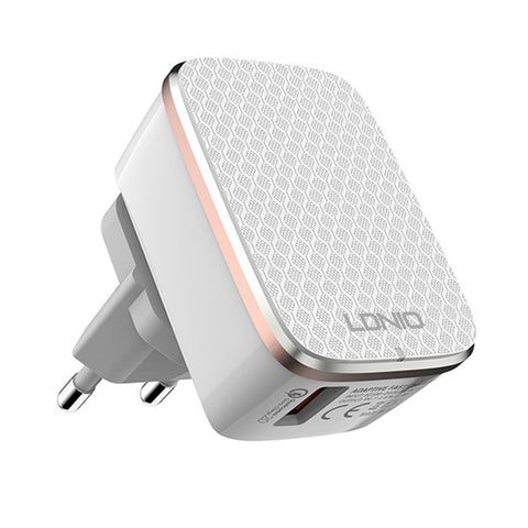 LDNIO - 1 USB Plug 2.4A Fast Charger + Micro USB Cable - EU/UK  Power Socket - A1204Q