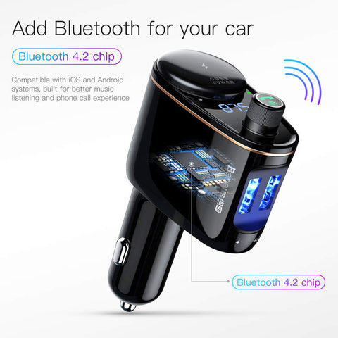Baseus Car Charger Bluetooth FM Transmitter - Black - (CCALL-RH01)