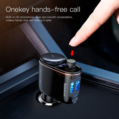 Baseus Car Charger Bluetooth FM Transmitter - Black - (CCALL-RH01)