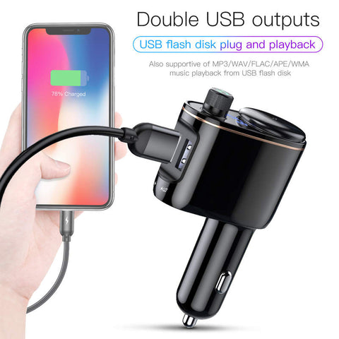 Baseus Car Charger Bluetooth FM Transmitter - Black - (CCALL-RH01)