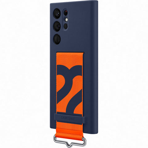 Samsung SM-S908B Galaxy S22 Ultra Silicone Cover With Strap - EF-GS908TNEGWW - Blue