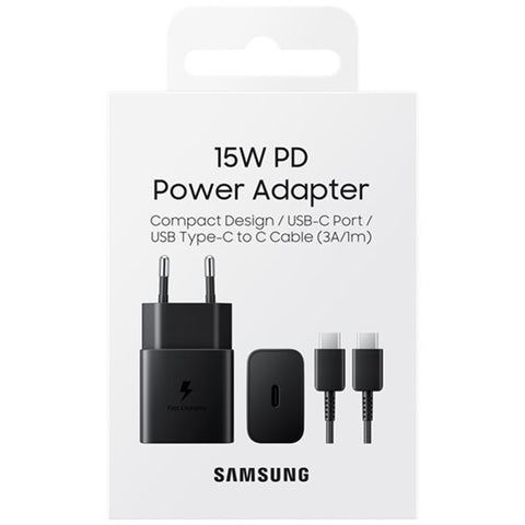 Samsung 15W Power Adapter With USB-C to USB-C Cable - EP-T1510XBEGEU - Black