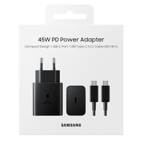 Samsung 45W Power Adapter + USB-C To USB-C Cable - EP-T4510XBEGEU - Black