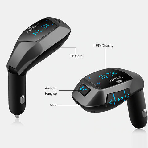 Earldom Car Bluetooth Stereo FM Transmitter - M25 - Black/Silver