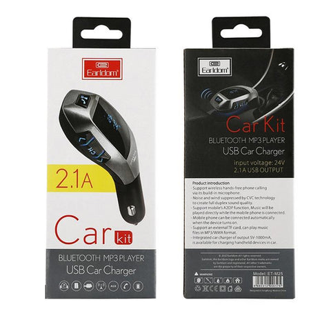 Earldom Car Bluetooth Stereo FM Transmitter - M25 - Black/Silver