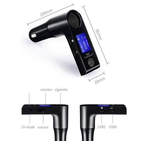 Earldom in-car Wireless Bluetooth Stereo FM Transmitter - M27 - Black