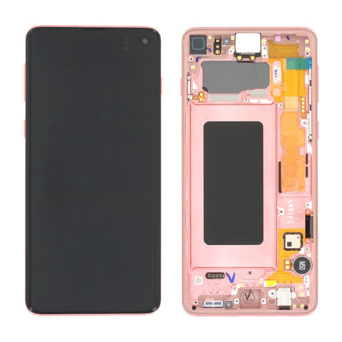 Samsung G973F Galaxy S10 LCD Display + Touchscreen + Frame - GH82-18835D/GH82-18850D - Pink
