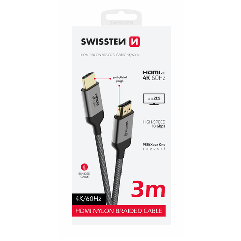 Swissten 4K 60Hz HDMI Cable - 75501103 - 3 meter