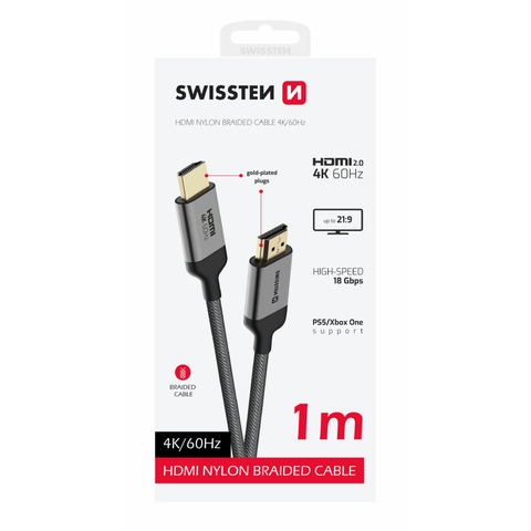 Swissten 4K 60Hz HDMI Cable - 75501101 - 1 meter