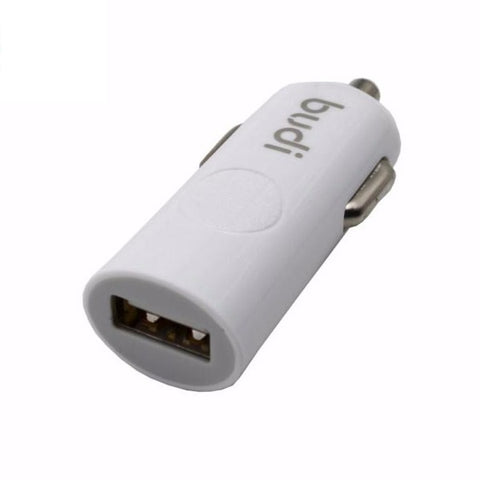 Budi 1 USB Car Charger With LED Indicator - White