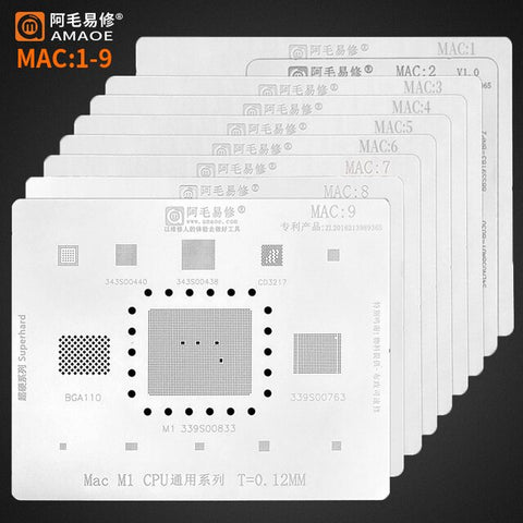 AMAOE BGA Reballing Stencils For MacBook (1-9)