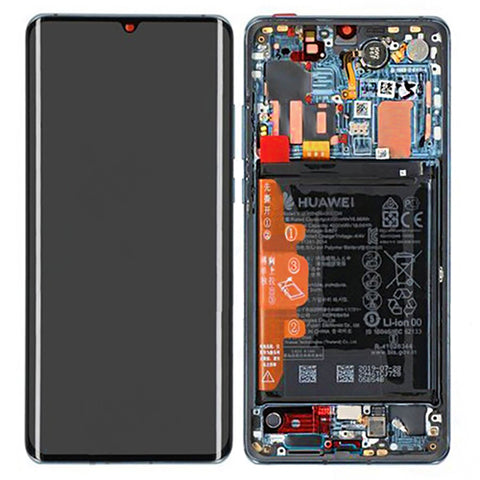 Huawei P30 Pro (VOG-L29) LCD Display + Touchscreen + Frame - 02353DGJ/02355MUQ - Incl. Battery And Parts - Mystic Blue
