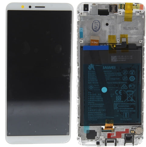 Huawei Honor 7X (BND-L21) LCD Display + Touchscreen + Frame Incl. Battery and Parts 02351QBV White