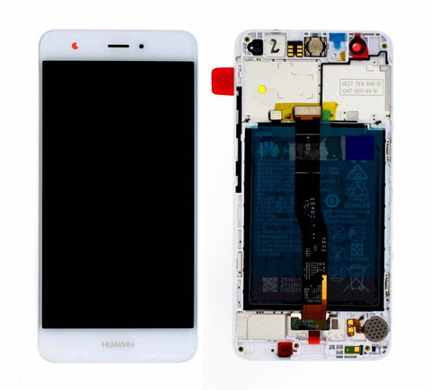 Huawei Nova LCD Display + Touchscreen + Frame Incl. Battery, Speaker and Vibration 02350YUW White