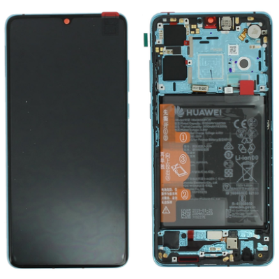 Huawei P30 (ELE-L29) LCD Display + Touchscreen + Frame - 02352NLN/02354HRH - Incl. Battery And Parts - Blue