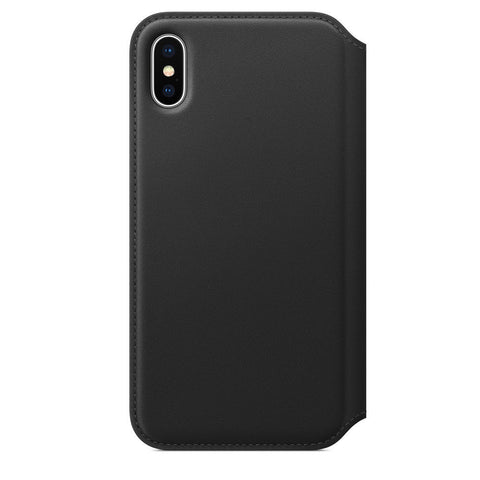 Apple iPhone X - Leather Folio Book Case - Black