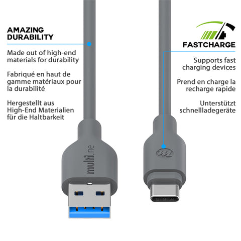 Multiline Prime Power Type-C to USB Cable - 1 meter - MW-P100T