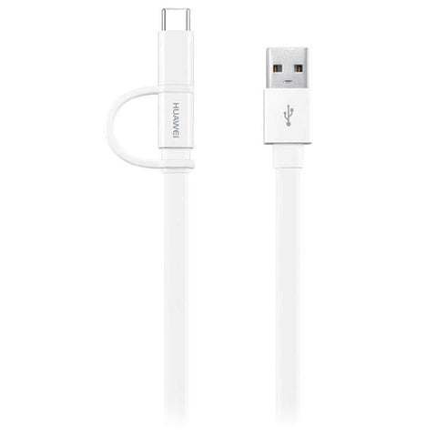 Huawei 2-in-1 Data Cable - USB-A to Micro USB & Type-C - 1.5m - White - AP55S 4071417