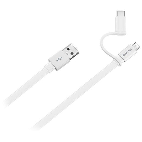 Huawei 2-in-1 Data Cable - USB-A to Micro USB & Type-C - 1.5m - White - AP55S 4071417