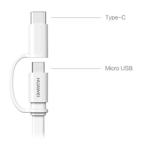 Huawei 2-in-1 Data Cable - USB-A to Micro USB & Type-C - 1.5m - White - AP55S 4071417