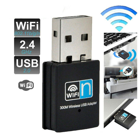 Mini 300Mbps - USB WiFi Wireless Adapter Network WLan