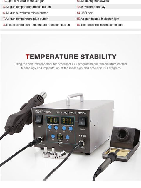 Baku Soldering and Heatgun Station  BA-8702D 220V