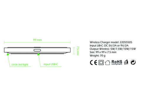 Swissten Wireless Charger - 22055504 - 15W - Black