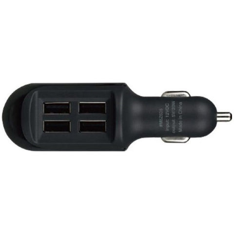Budi 4 USB Car Charger With LED Indicator - Black